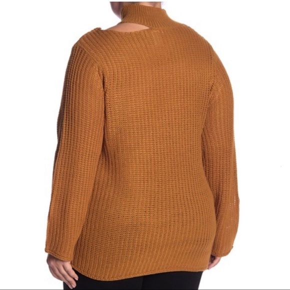 PLANET GOLD Knit Sweater Shoulder Cutout Gold / Mustard Plus Size  1X NWT - Picture 2 of 5